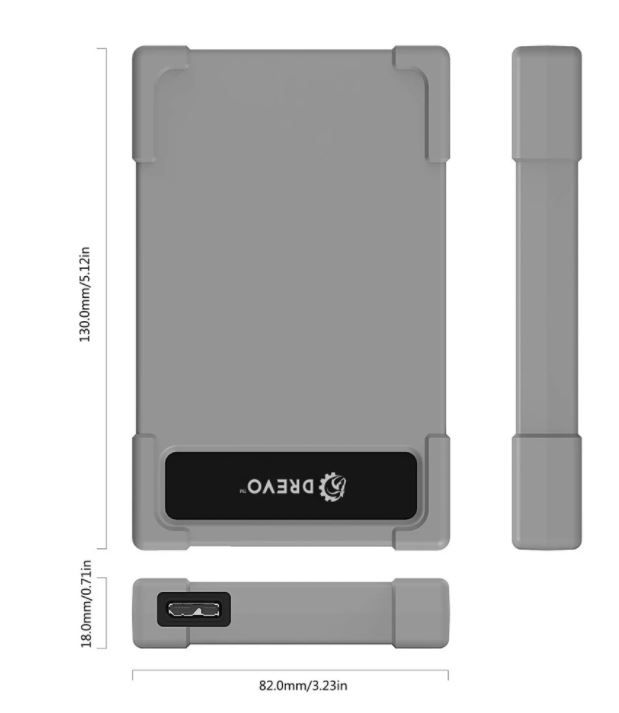 DREVO DE01 External Hard Drive Enclosure SATA to USB 3.0 5Gbps for 2.5-Inch SSD/HDD